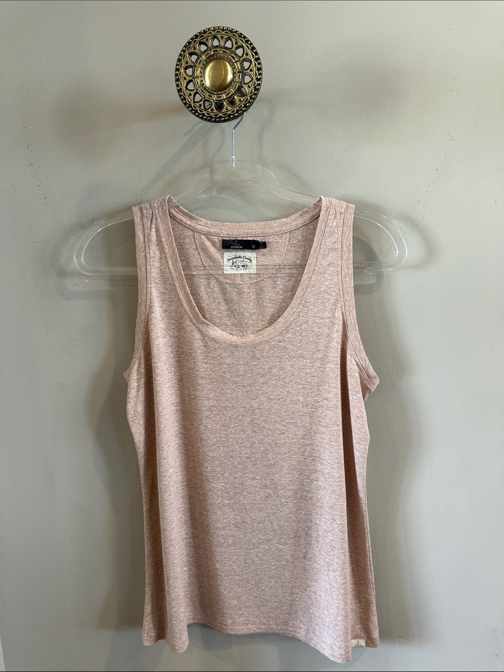 Prana Soft Light Tan Scoop Neck Tank Sz M